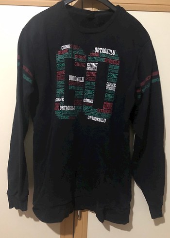 Diğer Siyah Baskılı Kadın Sweatshirt Uzun Kollu