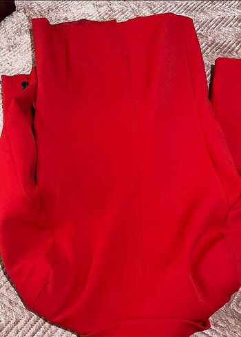 Diğer Düğmeli Kadın Kırmızı Midi Blazer Ceket
