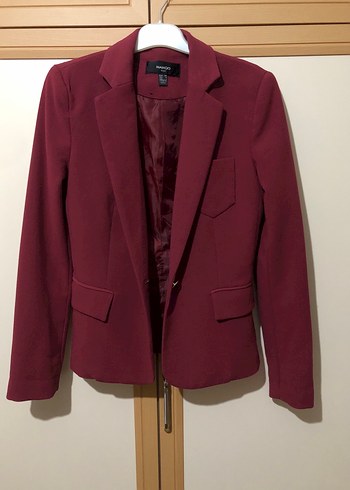 Mango Bordo Düğmeli Kadın Blazer Ceket
