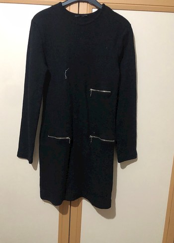 Siyah Süet Midi Triko Elbise - Görsel 2