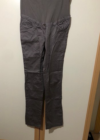 Gri Keten Hamile Pantolonu, Kemerli, Normal Boy - Görsel 2