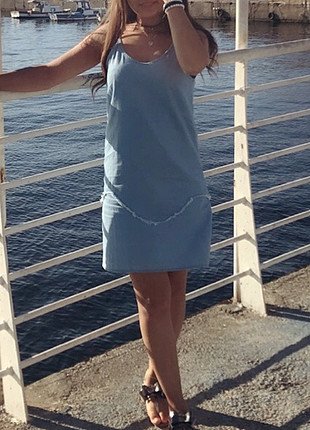 s Beden mavi Renk Kot elbise