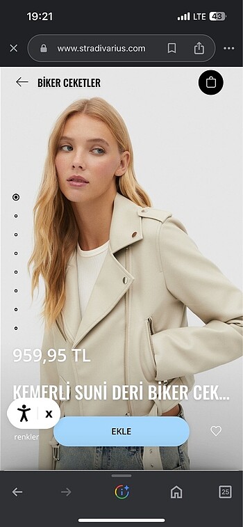 Stradivarius Stradivarius bej deri ceket