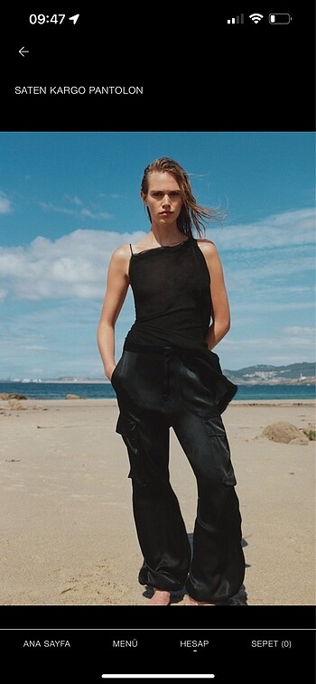m Beden Saten kargo pantalon
