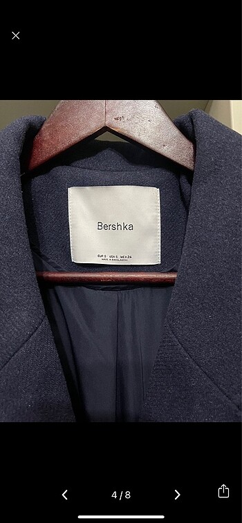 s Beden lacivert Renk Bershka düşük omuzlu kaban