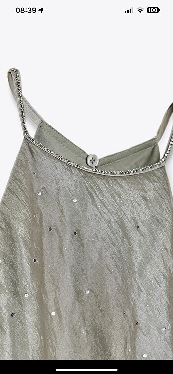 xs Beden Zara midi halter yaka parlak elbise