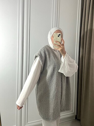 Diğer TEDDY GRİ OVERSİZE YELEK