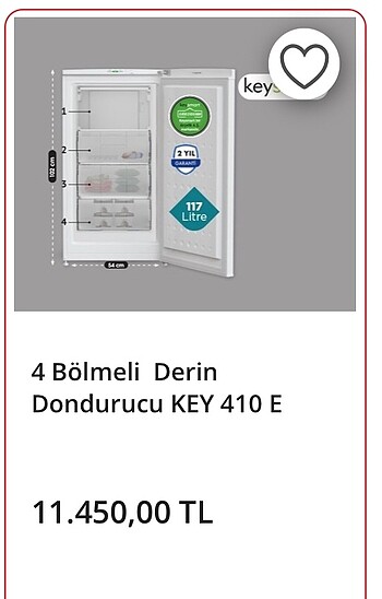 Key smart 4 bölmeli derin dondurucu