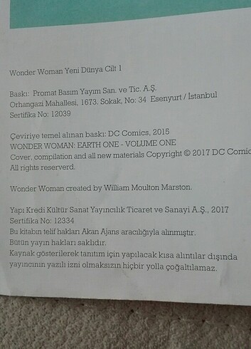  Beden YENİ DÜNYA CİLT BİR, DC, 2017 basım