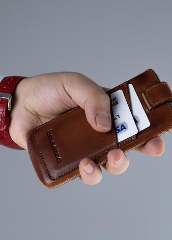 Kartlıklı Deri Kese Kılıf, iPhone Serisi ile Uyumlu - Görsel 9