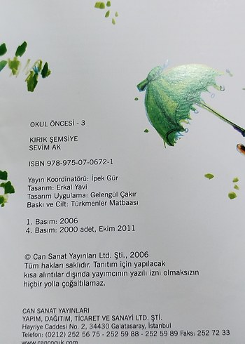 Beden Kırık Şemsiye, Sevim Ak, 2011 yılı 4. basım