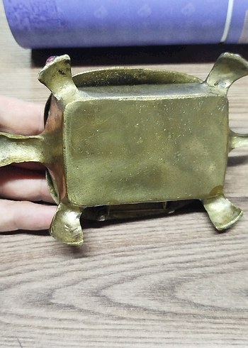 Vintage, pirinç, Kaplumbağa kutu - Görsel 4