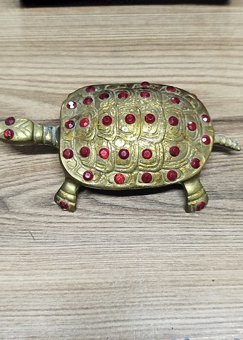 Vintage, pirinç, Kaplumbağa kutu - Görsel 2