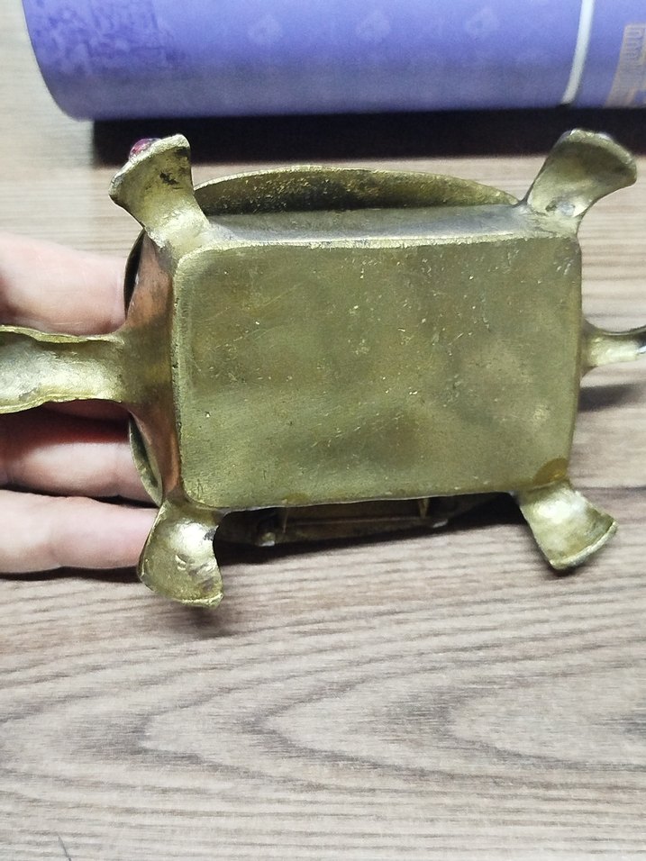 Vintage, pirinç, Kaplumbağa kutu - Görsel 4