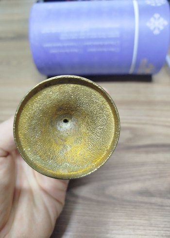 Antika Şiva tanrıçası pirinç maske, ayaklı, 11,5 cm, 1970'ler - Görsel 4