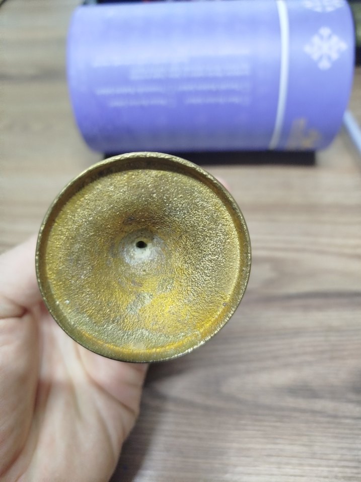 Antika Şiva tanrıçası pirinç maske, ayaklı, 11,5 cm, 1970'ler - Görsel 4