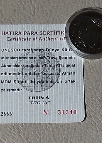 Beden Renk Yaşayan Efsane TRUVA, Darphane Hatıra Parası sertifikalı