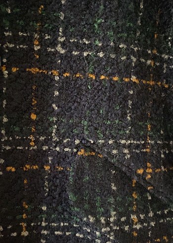 Düğmeli lacivert Gri Ekose Midi Kadın Yün Kaban - Görsel 2