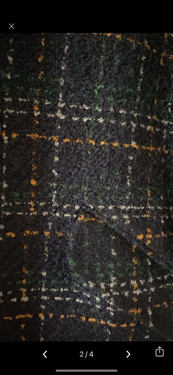 Düğmeli lacivert Gri Ekose Midi Kadın Yün Kaban - Görsel 2