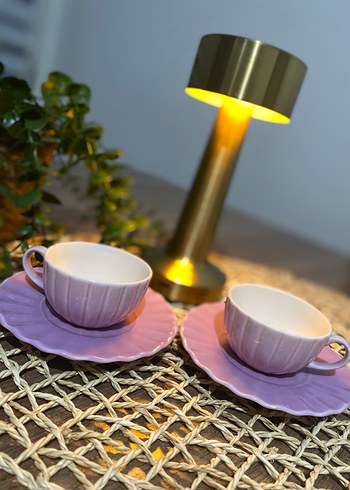 Pastel Mor İkili Fincan ve Tabak Seti - Görsel 3