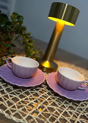 Pastel Mor İkili Fincan ve Tabak Seti - Görsel 2