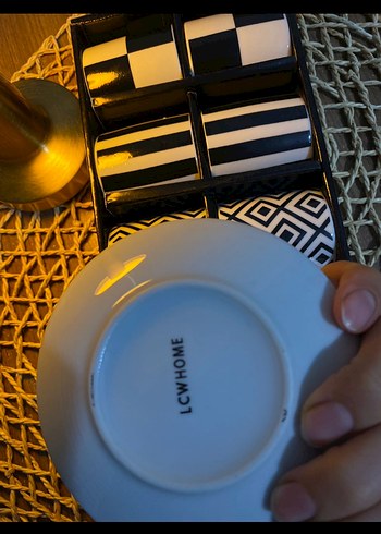 Siyah Beyaz Desenli Kahve Fincanı Seti - Görsel 4