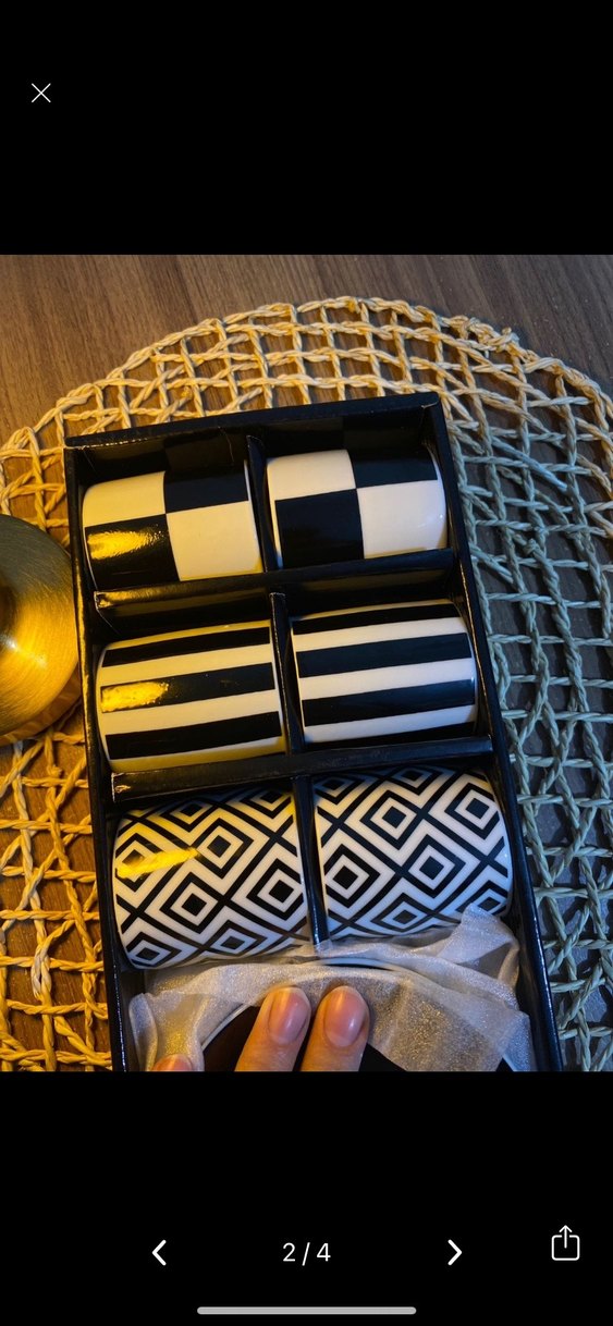 Siyah Beyaz Desenli Kahve Fincanı Seti - Görsel 2