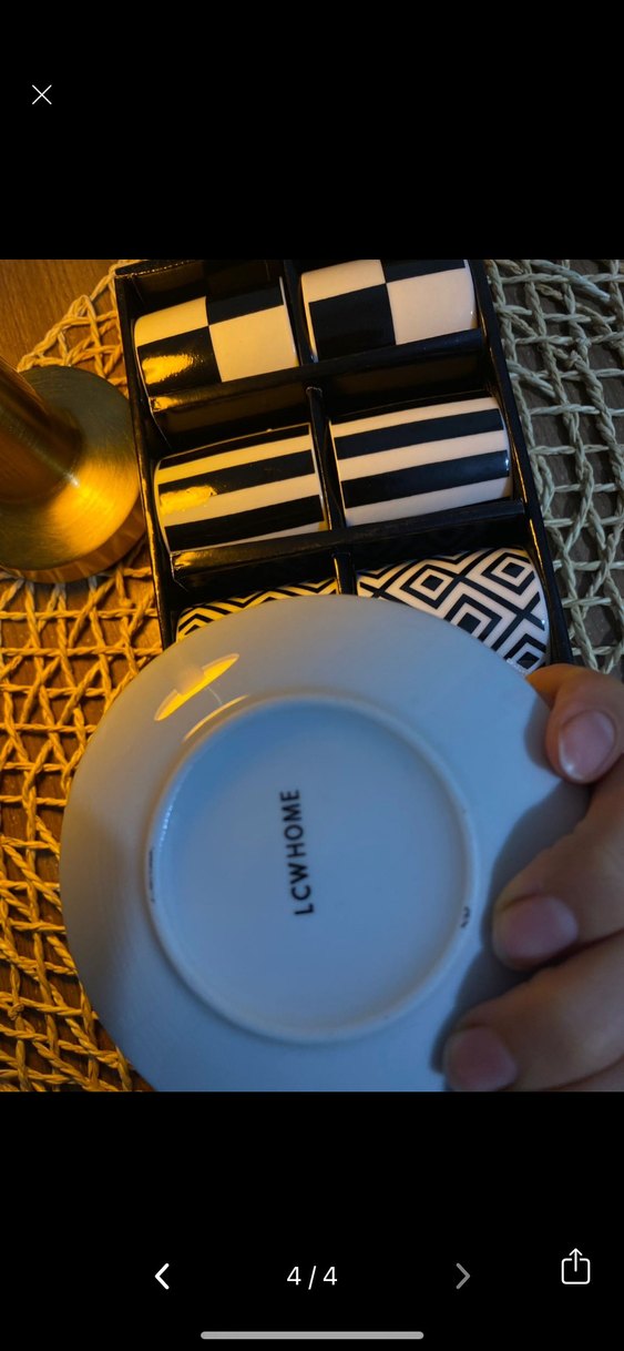 Siyah Beyaz Desenli Kahve Fincanı Seti - Görsel 4