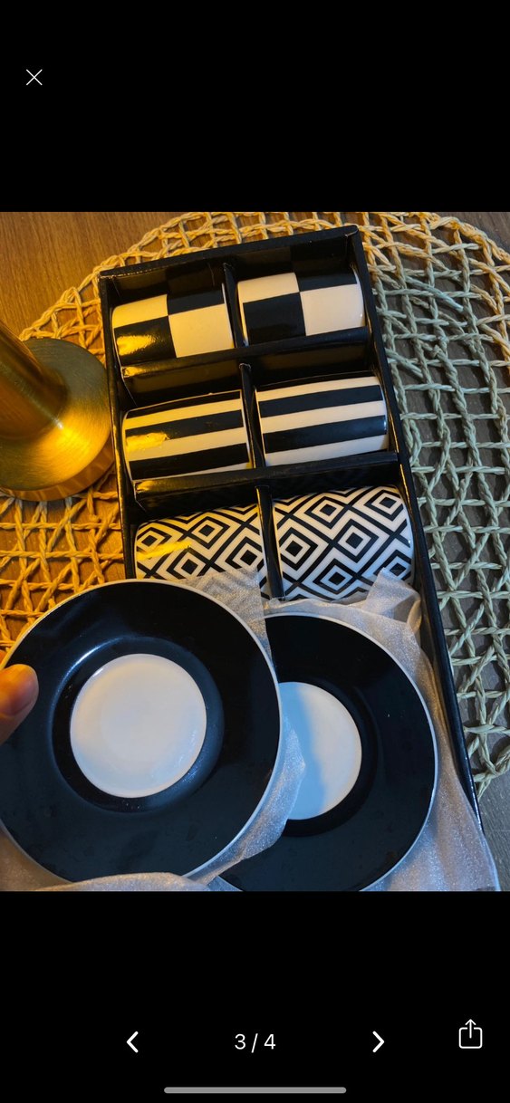 Siyah Beyaz Desenli Kahve Fincanı Seti - Görsel 3