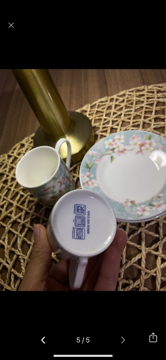 Pastel Desenli Beyaz Kahve Fincanı ve Tabağı Seti - Görsel 4