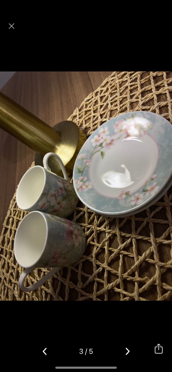 Pastel Desenli Beyaz Kahve Fincanı ve Tabağı Seti - Görsel 3