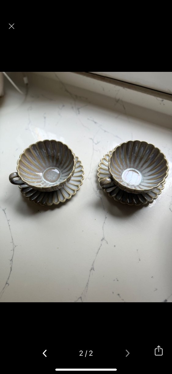 Bej Renkli fiore  model Fincan ve Tabak Seti - Görsel 2