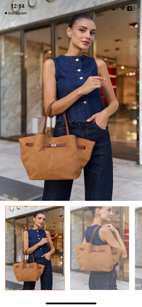 Kahverengi Süet Kadın El Çantası - Görsel 2