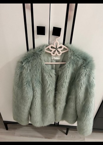 Gri Midi Kadın Suni Kürk Ceket Bershka kürk