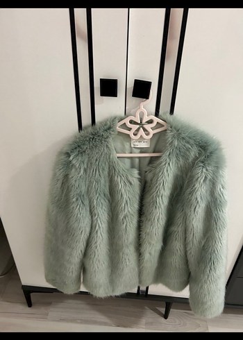 s Beden Gri Midi Kadın Suni Kürk Ceket Bershka kürk