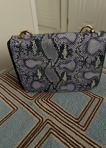 Beymen Orjinal Gri Yılan Desenli Tokalı Kadın Çanta