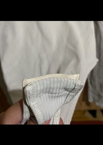 H&M Studio Gri Uzun Kollu İnce Keten Bodysuit