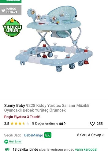 Yürüteç sallamalı müzikli 4 kademeli 