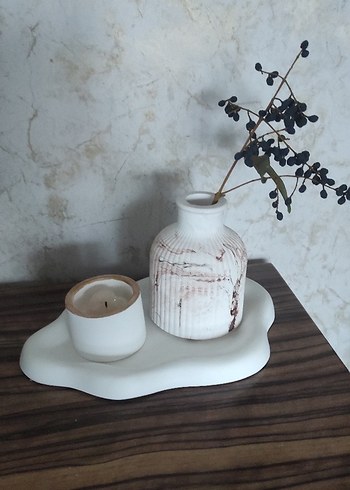 Beyaz Seramik Mumluk ve Kapaklı Saklama Kabı - Görsel 3