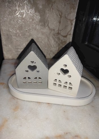 Kalp Desenli Beyaz Mumluk Ev Şekli - Görsel 6