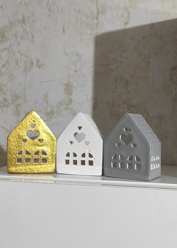 Kalp Desenli Beyaz Mumluk Ev Şekli - Görsel 2