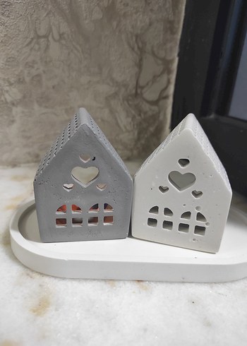 Kalp Desenli Beyaz Mumluk Ev Şekli - Görsel 5