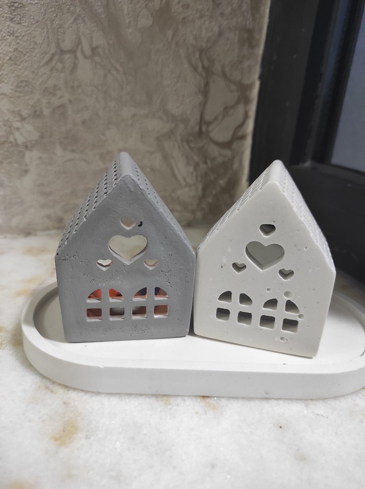 Kalp Desenli Beyaz Mumluk Ev Şekli - Görsel 5