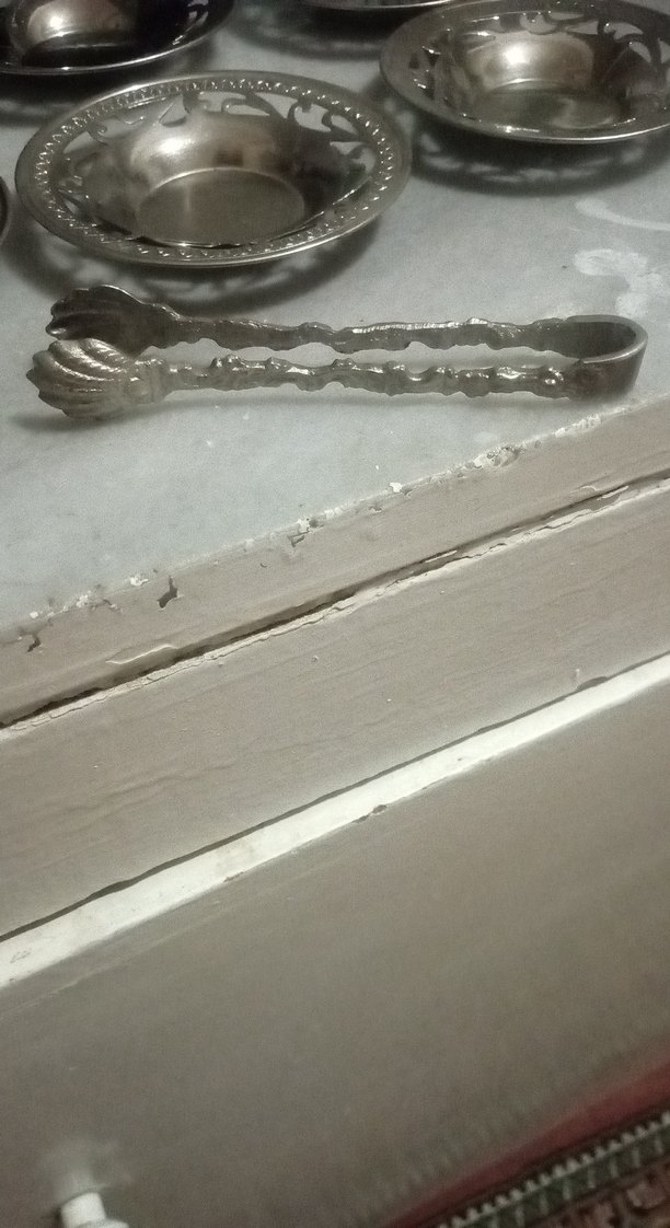 Parlak Gümüş Altı Tabak ve Maşa Seti - Görsel 3