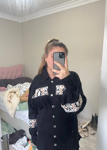 Düğmeli Siyah Denim Kadın Takım - Görsel 5