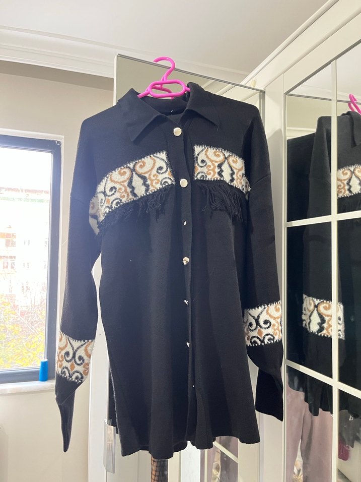 Düğmeli Siyah Denim Kadın Takım - Görsel 2