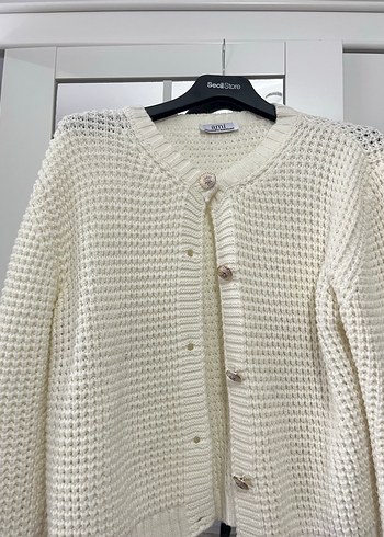 Beyaz Örgü Kadın Hırka - Görsel 2