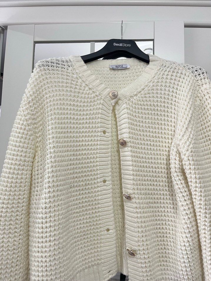 Beyaz Örgü Kadın Hırka - Görsel 2