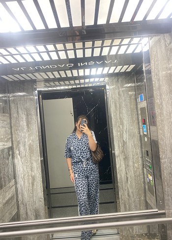 Gri Transparan Detaylı Midi Hamile Tulum - Görsel 8