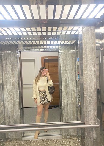 Bej Kadın Dizüstü Deri Botlar - Görsel 4